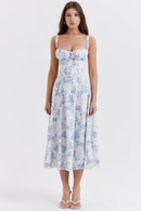 Laura – Lässiges ärmelloses Spaghettiträgerkleid mit Blumenmuster und Seitenschlitz