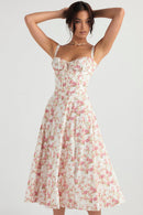 Laura – Lässiges ärmelloses Spaghettiträgerkleid mit Blumenmuster und Seitenschlitz