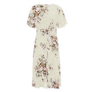 Zayana – Stilvolles Blumenmuster V-Ausschnitt Kleid mit Kurze Ärmel