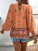 Luisa - Lässiges bedrucktes Langarmshirt mit V Ausschnitt für einen modischen Look