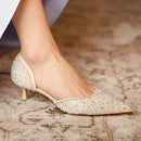 Greta - Stilvolle Schuhe mit spitzer Zehe und mittlerem Absatz mit Glitzeroberfläche