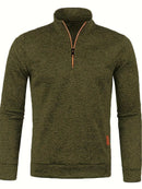 Anselm - Lässig Langärmelig Vlies Halber Reißverschluss Pullover