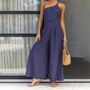 Emma - Eleganter Ein-Schulter Jumpsuit mit weitem Bein und schmeichelhafter Passform