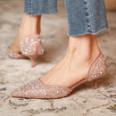 Greta - Stilvolle Schuhe mit spitzer Zehe und mittlerem Absatz mit Glitzeroberfläche