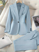 Mina - Reverskragen Blazer Hohe Taille Hosen Zweiteiliges Set
