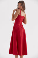 Laura – Lässiges ärmelloses Spaghettiträgerkleid mit Blumenmuster und Seitenschlitz