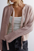 Jutta - Lässige Schleife vorne Strickjacke mit langen Ärmeln