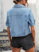 Leonie - Stylische kurzärmelige Jeansjacke mit Knöpfen und Taschen