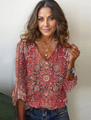 Dahlia - Boho Elegance Top Mit Langen Ärmeln