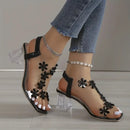 Leonie – Stilvolle transparente Sandalen mit offener Spitze und Blumenmuster und rutschfester Sohle