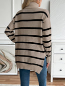 Hannah - Warmer Langärmelig Gestreift Rollkragenpullover