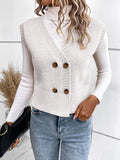 Larissa - Bequeme ärmellose Strickjacke mit V Ausschnitt und Knöpfen