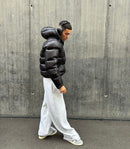 Eike - Langärmelige Reißverschluss Kapuze Pufferjacke Mit Taschen