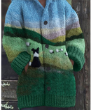 Lina - Einzigartiges Muster Langärmelig Hoodie mit Knopf und Taschen