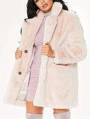 Hannah - Langärmeliger Flauschig Reversmantel Mit Taschen