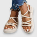 Josefine – Elegante flache Sandalen mit runder Spitze Gummiband und Fußgewölbeunterstützung