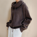 Ava - Warmer Langärmelig Lose Gestrickt Kapuzenpulli