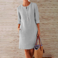 Alida - Modisches langärmeliges Shirtkleid mit Rundhalsausschnitt und Knöpfen
