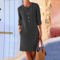 Alida - Modisches langärmeliges Shirtkleid mit Rundhalsausschnitt und Knöpfen