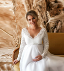Clara – Weißes Maxi Umstandskleid für Damen mit stilvoller Passform