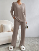 Emma - V Ausschnitt Lang Ärmel Pullover Mit Langen Hosen Zweiteiliges Set