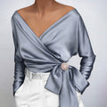 Nayla – Stilvolle Bluse mit V Ausschnitt und langen Ärmeln für einen luxuriösen Look