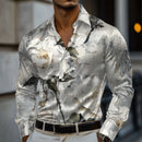 Caspian - Langarmshirt mit künstlerischem Print und klassischer Knopfleiste