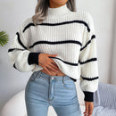 Ella - Langärmeliger Rundhalsausschnitt Gestreift Strickpullover