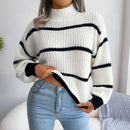 Ella - Langärmeliger Rundhalsausschnitt Gestreift Strickpullover