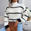 Ella - Langärmeliger Rundhalsausschnitt Gestreift Strickpullover