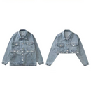 Emma - Langärmelig Abnehmbar Denim Jacke Mit Taschen