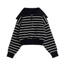 Anja - Lässiger Langarmpullover mit Streifenmuster und Halber Reißverschluss