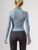 Elke - Rundhalsausschnitt Langärmelig Sportjacke Mit Reissverschluss