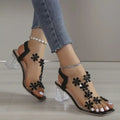 Leonie – Stilvolle transparente Sandalen mit offener Spitze und Blumenmuster und rutschfester Sohle
