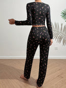 Frieda – Pyjama Satz mit Blumenmuster Langarm Oberteil und Hosen