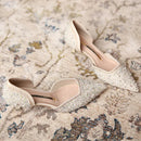 Greta - Stilvolle Schuhe mit spitzer Zehe und mittlerem Absatz mit Glitzeroberfläche