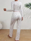Frieda – Pyjama Satz mit Blumenmuster Langarm Oberteil und Hosen