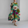 Wirka - Bedrucktes Kleid mit Rundhalsausschnitt und kurzen Ärmeln