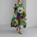 Wirka - Bedrucktes Kleid mit Rundhalsausschnitt und kurzen Ärmeln