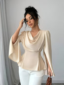 Isla – Stilvolle Bluse mit drapiertem Hals und Bindegürtel