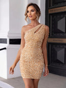 VaIna – Elegantes Eine Schulter Cocktailkleid mit ärmellosem Design