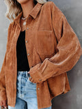 Emilia - Lässige Langarm Cordjacke mit Knöpfen und Taschen
