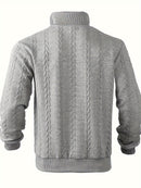 Klaus - Warmer langärmeliger Halber Reißverschluss Strickpullover