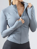 Elke - Rundhalsausschnitt Langärmelig Sportjacke Mit Reissverschluss