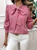 Elise – Klassische Bluse mit stylischer Schleife und Puffärmel-Detail