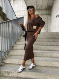 Frida - Ärmellos Kleid Langärmelig Kapuze Pullover Zweiteiliges Set