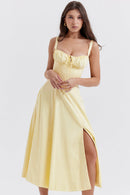 Laura – Lässiges ärmelloses Spaghettiträgerkleid mit Blumenmuster und Seitenschlitz
