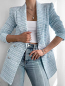 Zehra - Karierter Blazer mit Reverskragen langen Ärmeln und Knöpfen