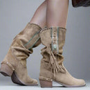 Sandra - Bequeme mittellange Wildlederstiefel mit rutschfester Sohle