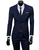 Baldwin - 3 teiliger Anzug mit Reverskragen Blazer ärmelloser Weste und schmaler Hose